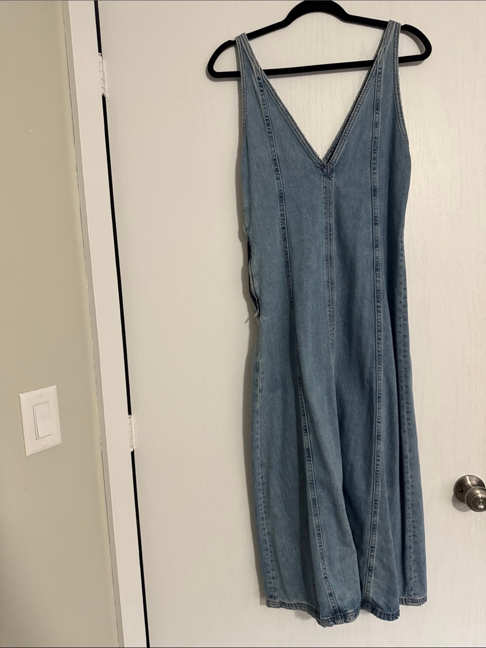 Zara Light Blue Denim Midi Dress
